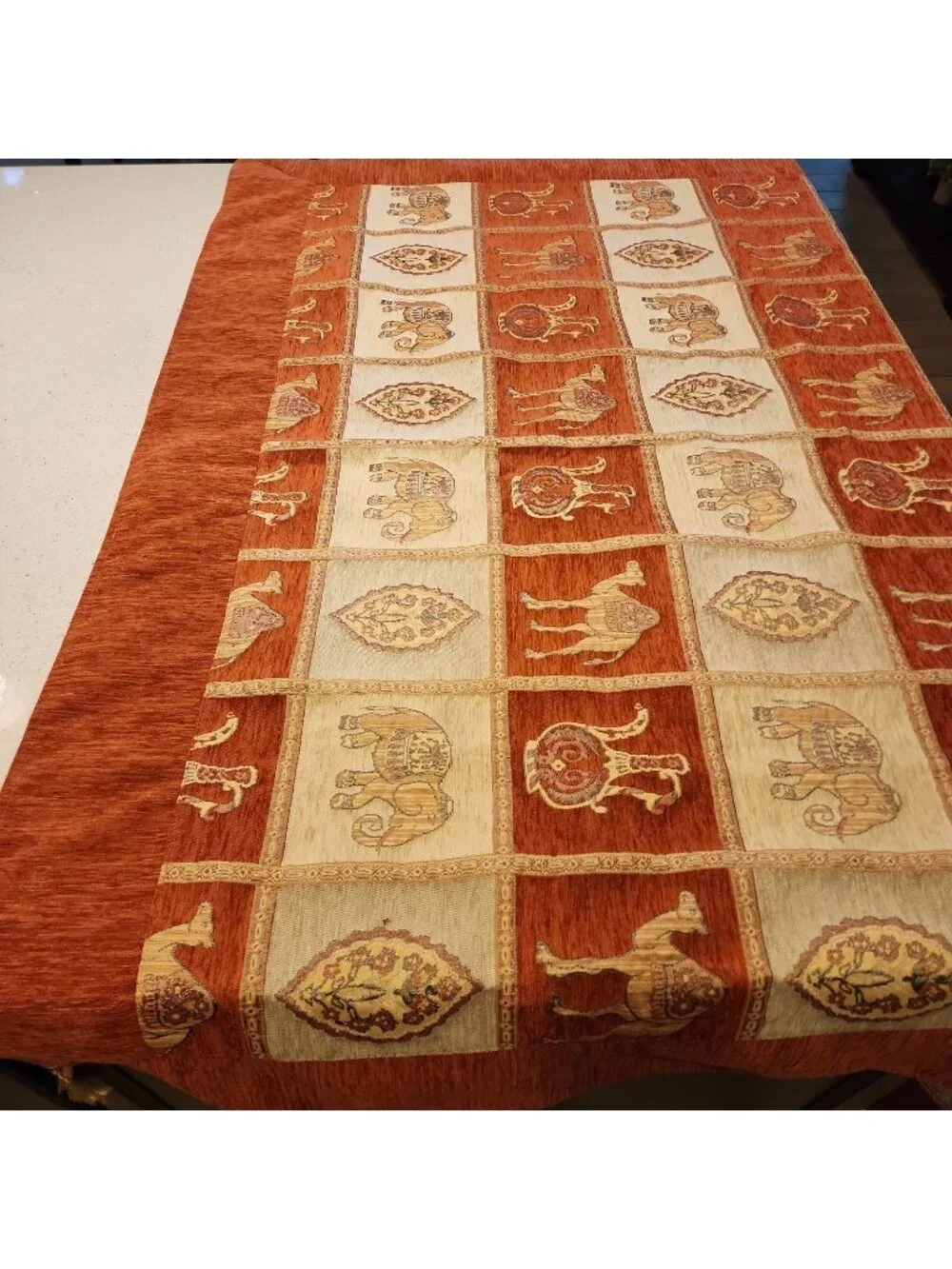Vintage Indian Tapestry Table Cloth Tassle 64x64